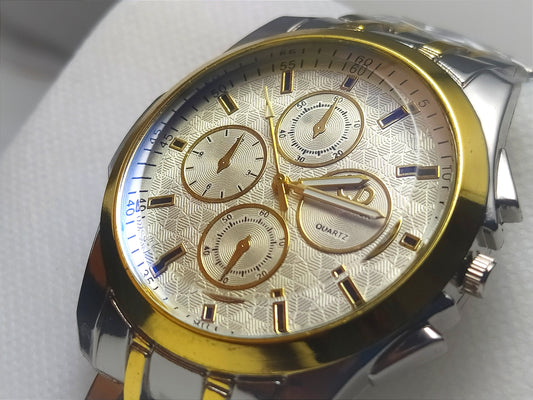 Two-Tone Yellow And White Elegance Chrono Stainless Steel Watch