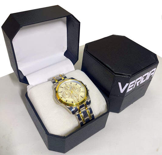Two-Tone Yellow And White Elegance Chrono Stainless Steel Watch